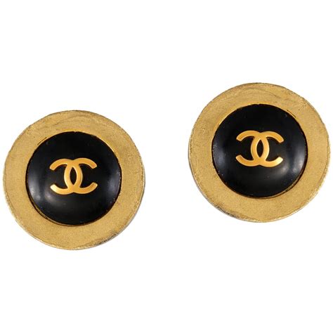 chanel black button earrings|chanel earrings official website.